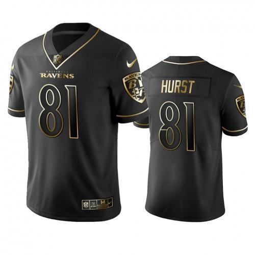 Nike Baltimore Ravens #81 Hayden Hurst Black Golden Limited Edition Stitched NFL Jersey