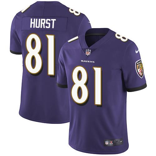 Nike Baltimore Ravens #81 Hayden Hurst Purple Team Color Stitched NFL Vapor Untouchable Limited Jersey