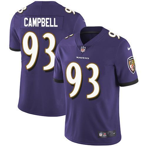 Nike Baltimore Ravens #93 Calais Campbell Purple Team Color Stitched NFL Vapor Untouchable Limited Jersey
