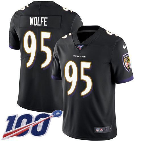 Nike Baltimore Ravens #95 Derek Wolfe Black Alternate Stitched NFL 100th Season Vapor Untouchable Limited Jersey