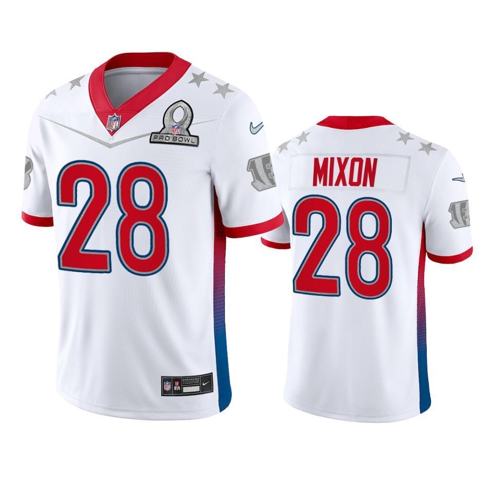 Nike Bengals #28 Joe Mixon NFL 2022 AFC Pro Bowl Game Jersey White