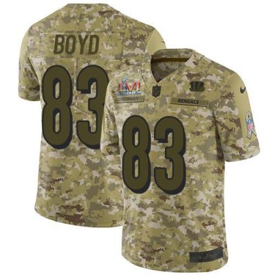 Nike Bengals #83 Tyler Boyd Camo Super Bowl LVI Patch Stitched NFL Limited 2018 Salute To Service Jersey