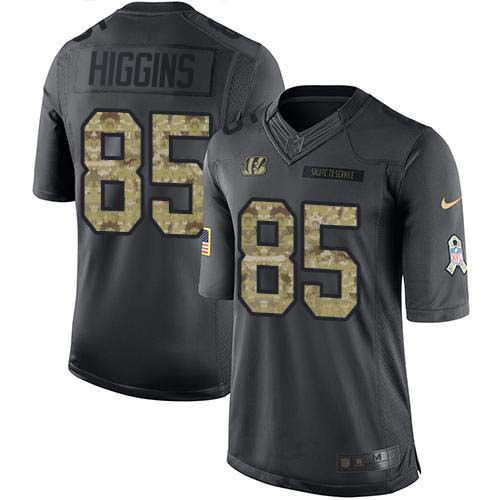 Nike Bengals #85 Tee Higgins Black Stitched NFL Limited 2016 Salute To Service Jersey