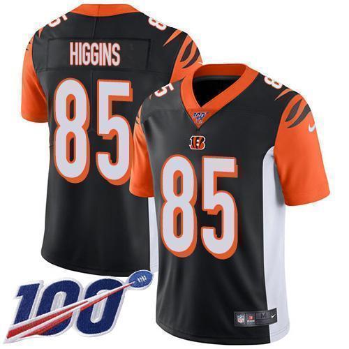 Nike Bengals #85 Tee Higgins Black Team Color Stitched NFL 100th Season Vapor Untouchable Limited Jersey