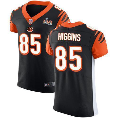 Nike Bengals #85 Tee Higgins Black Team Color Super Bowl LVI Patch Stitched NFL Vapor Untouchable Elite Jersey