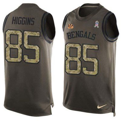 Nike Bengals #85 Tee Higgins Green Stitched NFL Limited Salute To Service Tank Top Jersey