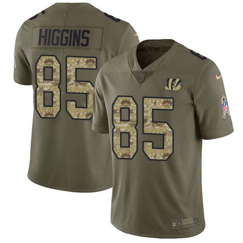 Nike Bengals #85 Tee Higgins Olive/Camo Stitched NFL Limited 2017 Salute To Service Jersey