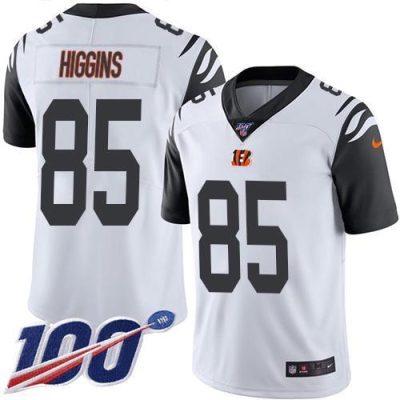 Nike Bengals #85 Tee Higgins White Stitched NFL Limited Rush 100th Season Jersey