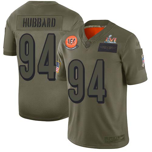 Nike Bengals #94 Sam Hubbard Camo Super Bowl LVI Patch Stitched NFL Limited 2019 Salute To Service Jersey