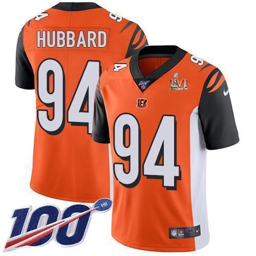 Nike Bengals #94 Sam Hubbard Orange Super Bowl LVI Patch Alternate Stitched NFL 100th Season Vapor Limited Jersey
