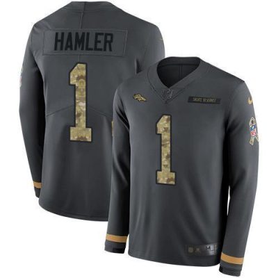 Nike Broncos #1 KJ Hamler Anthracite Salute To Service Stitched NFL Limited Therma Long Sleeve Jersey