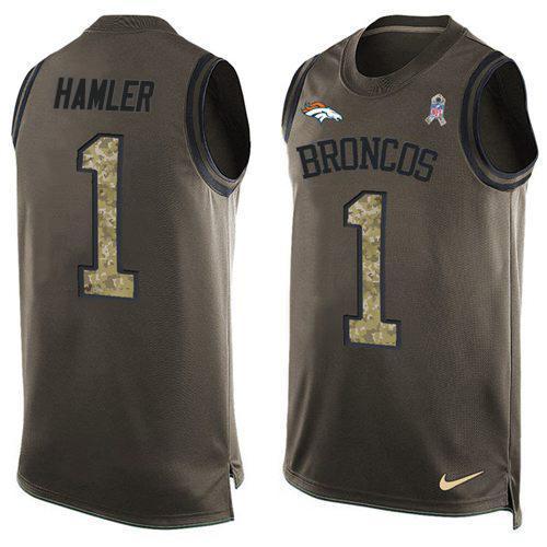 Nike Broncos #1 KJ Hamler Green Stitched NFL Limited Salute To Service Tank Top Jersey