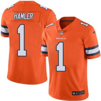 Nike Broncos #1 KJ Hamler Orange Stitched NFL Limited Rush Jersey