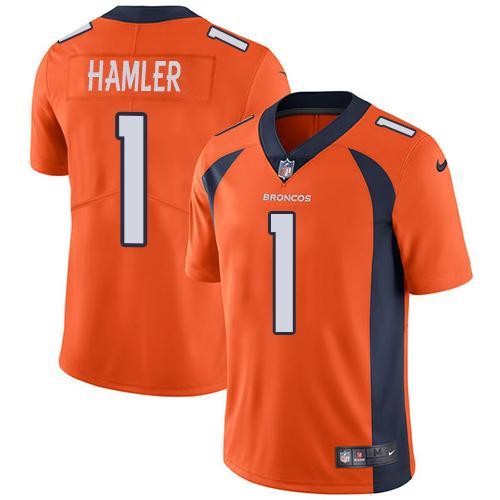 Nike Broncos #1 KJ Hamler Orange Team Color Stitched NFL Vapor Untouchable Limited Jersey