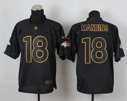 Nike Broncos #18 Peyton Manning Black Gold No. Fashion Stitched NFL Elite Jersey