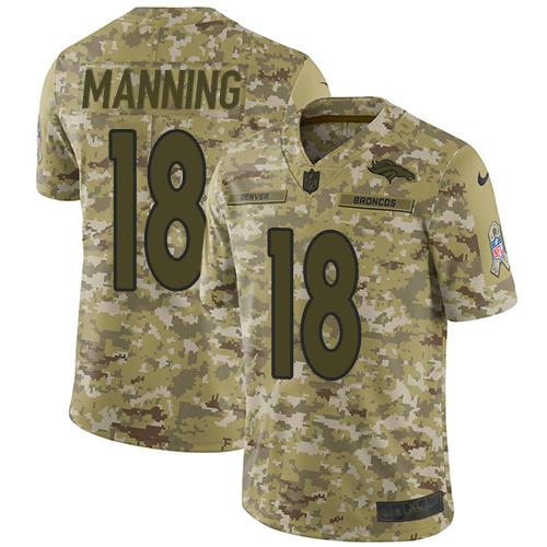 Nike Broncos #18 Peyton Manning Camo Stitched NFL Limited 2018 Salute To Service Jersey