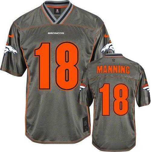 Nike Broncos #18 Peyton Manning Grey Stitched NFL Elite Vapor Jersey