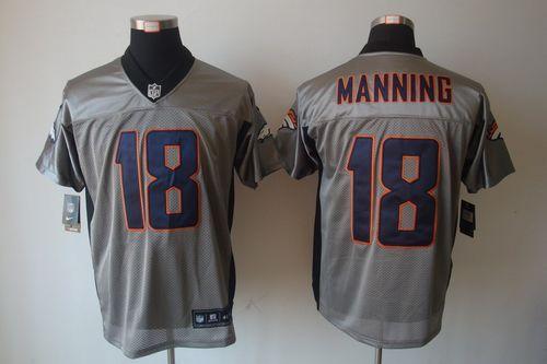 Nike Broncos #18 Peyton Manning Grey Shadow Stitched NFL Elite Jersey