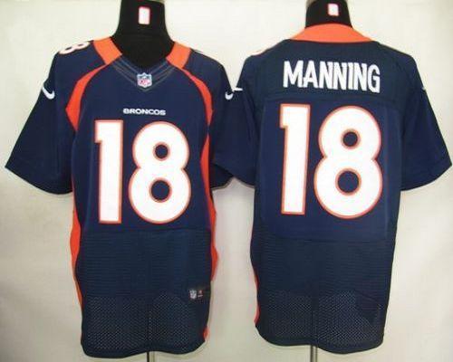 Nike Broncos #18 Peyton Manning Navy Blue Stitched NFL Elite Jersey