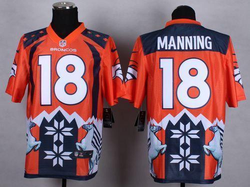 Nike Broncos #18 Peyton Manning Orange Stitched NFL Elite Noble Fashion Jersey
