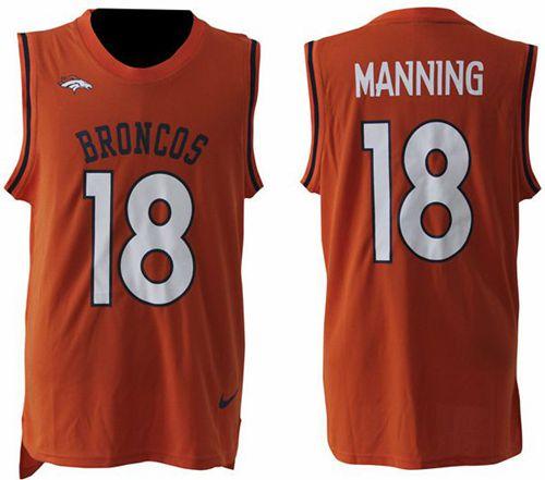 Nike Broncos #18 Peyton Manning Orange Team Color Stitched NFL Limited Tank Top Jersey