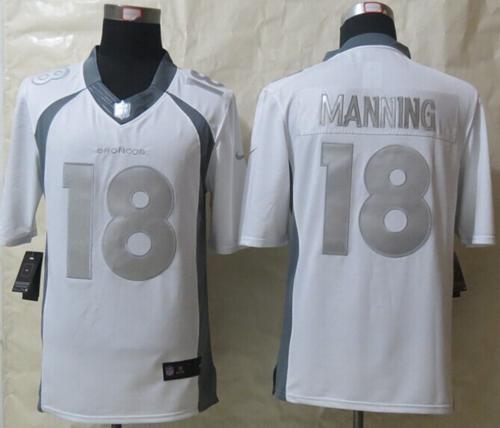 Nike Broncos #18 Peyton Manning White Stitched NFL Limited Platinum Jersey