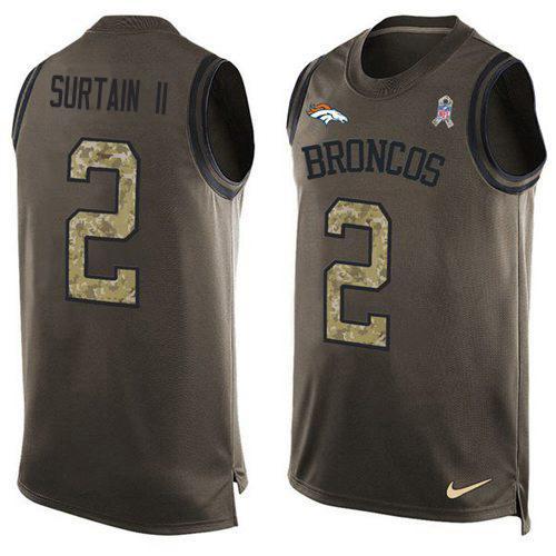 Nike Broncos #2 Patrick Surtain II Green Stitched NFL Limited Salute To Service Tank Top Jersey