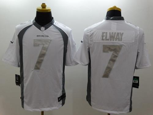 Nike Broncos #7 John Elway White Stitched NFL Limited Platinum Jersey