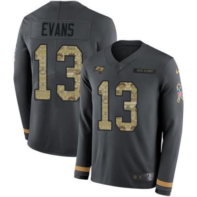 Nike Buccaneers #13 Mike Evans Anthracite Salute To Service Stitched NFL Limited Therma Long Sleeve Jersey