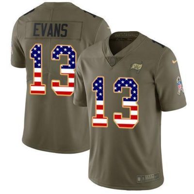 Nike Buccaneers #13 Mike Evans Olive/USA Flag Stitched NFL Limited 2017 Salute To Service Jersey