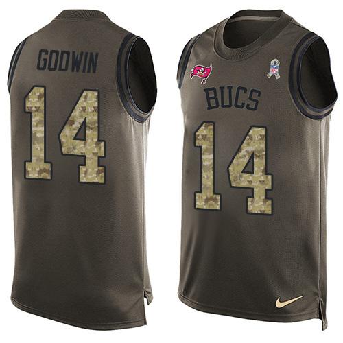 Nike Buccaneers #14 Chris Godwin Green Stitched NFL Limited Salute To Service Tank Top Jersey