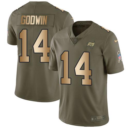 Nike Buccaneers #14 Chris Godwin Olive/Gold Stitched NFL Limited 2017 Salute To Service Jersey