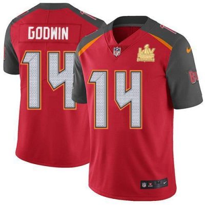 Nike Buccaneers #14 Chris Godwin Red Team Color Super Bowl LV Champions Patch NFL Vapor Untouchable Limited Jersey