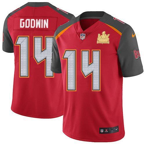 Nike Buccaneers #14 Chris Godwin Red Team Color Super Bowl LV Champions Patch NFL Vapor Untouchable Limited Jersey