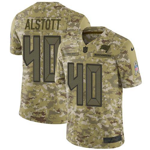 Nike Buccaneers #40 Mike Alstott Camo Stitched NFL Limited 2018 Salute To Service Jersey