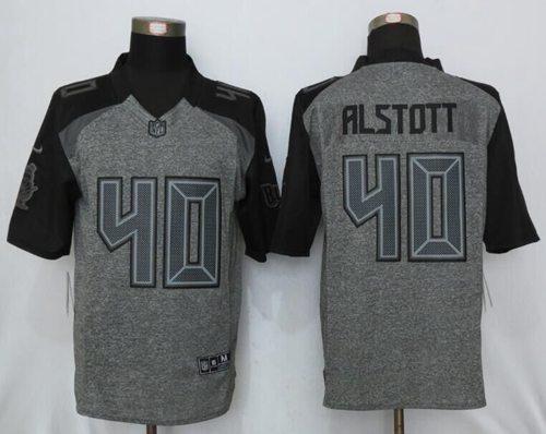Nike Buccaneers #40 Mike Alstott Gray Stitched NFL Limited Gridiron Gray Jersey