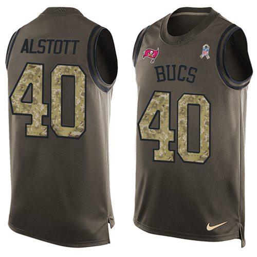 Nike Buccaneers #40 Mike Alstott Green Stitched NFL Limited Salute To Service Tank Top Jersey