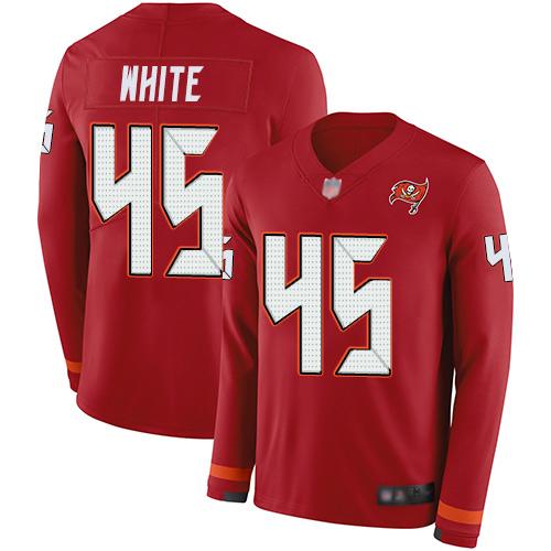 Nike Buccaneers #45 Devin White Red Team Color Stitched NFL Limited Therma Long Sleeve Jersey
