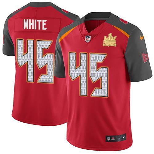 Nike Buccaneers #45 Devin White Red Team Color Super Bowl LV Champions Patch NFL Vapor Untouchable Limited Jersey