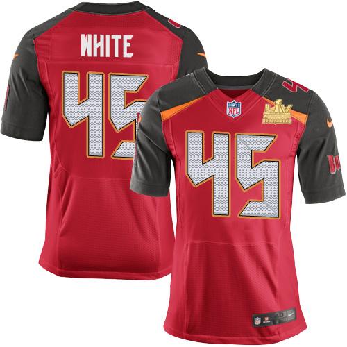 Nike Buccaneers #45 Devin White Red Team Color Super Bowl LV Champions Patch Stitched NFL Vapor Untouchable Elite Jersey