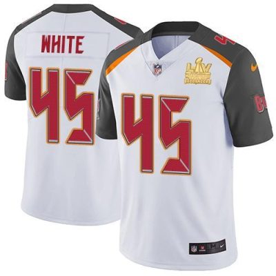 Nike Buccaneers #45 Devin White White Super Bowl LV Champions Patch Stitched NFL Vapor Untouchable Limited Jersey