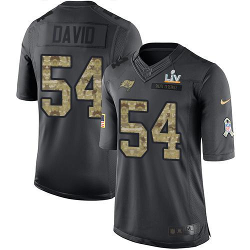 Nike Buccaneers #54 Lavonte David Black Super Bowl LV Bound Stitched NFL Limited 2016 Salute To Service Jersey