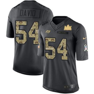 Nike Buccaneers #54 Lavonte David Black Super Bowl LV Champions Patch NFL Limited 2016 Salute To Service Jersey
