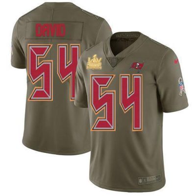Nike Buccaneers #54 Lavonte David Olive Super Bowl LV Champions Patch Stitched NFL Limited 2017 Salute To Service Jersey