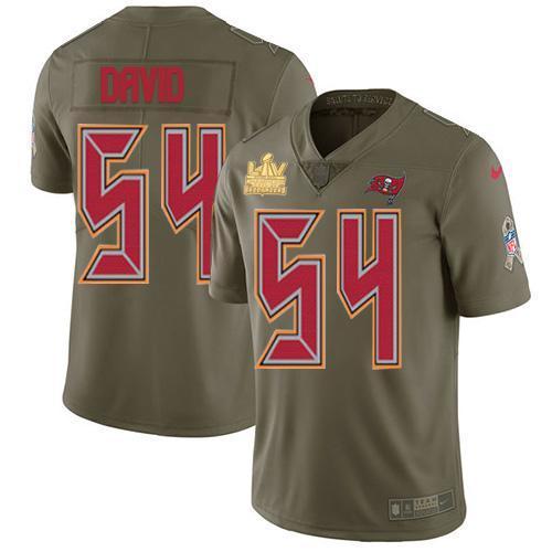 Nike Buccaneers #54 Lavonte David Olive Super Bowl LV Champions Patch Stitched NFL Limited 2017 Salute To Service Jersey