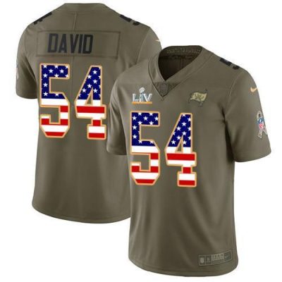 Nike Buccaneers #54 Lavonte David Olive/USA Flag Super Bowl LV Bound Stitched NFL Limited 2017 Salute To Service Jersey