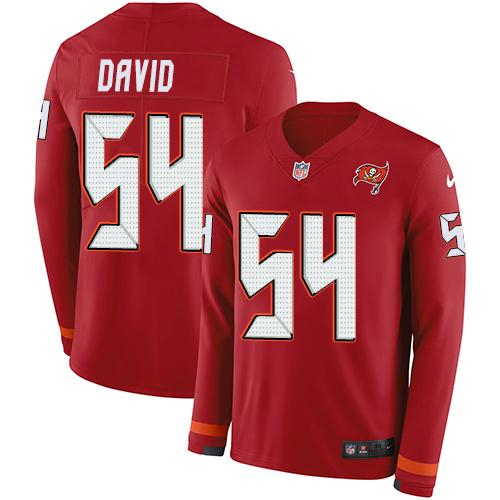 Nike Buccaneers #54 Lavonte David Red Team Color Stitched NFL Limited Therma Long Sleeve Jersey