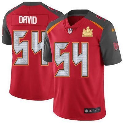 Nike Buccaneers #54 Lavonte David Red Team Color Super Bowl LV Champions Patch NFL Vapor Untouchable Limited Jersey