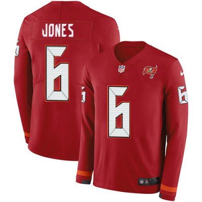 Nike Buccaneers #6 Julio Jones Red Team Color Stitched NFL Limited Therma Long Sleeve Jersey