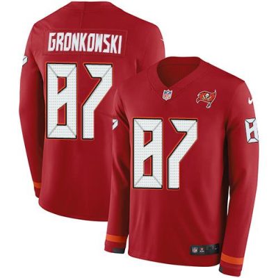 Nike Buccaneers #87 Rob Gronkowski Red Team Color Stitched NFL Limited Therma Long Sleeve Jersey